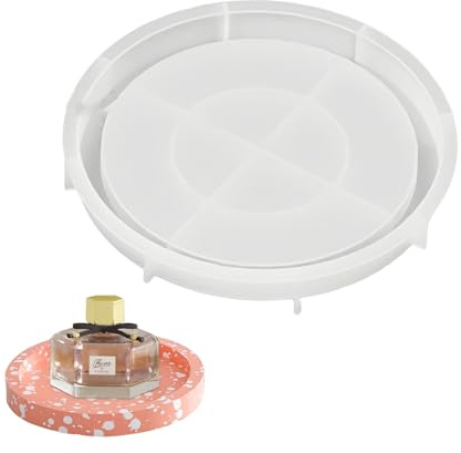 SHENGYIG Moules en silicone - Plateau - 21 cm - Dessous de verre rond en silicone époxy - Résistant à la chaleur - Pour plateaux, dessous de verre, porte-savon