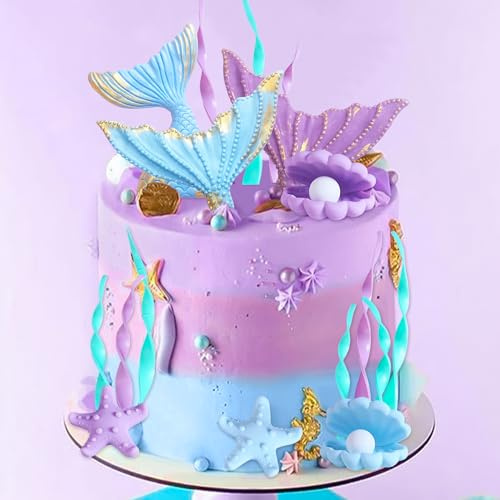 Meerjungfrau Schwanz Kuchen Topper Muschel Kuchen Topper Unter dem Meer | Meerjungfrau Schwanz Kuchen Topper Muschel Kuchen Topper Unter dem Meer Kuchen Dekoration Meerjungfrau Schwanz Party Supplies