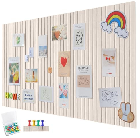 Tablón de anuncios de fieltro grande, autoadhesivo, 60 x 40 cm, con 35 chinchetas, tablón de notas de fieltro, tableros de notas, decoración de pared, tablero de visión para oficina, cocina, fotos