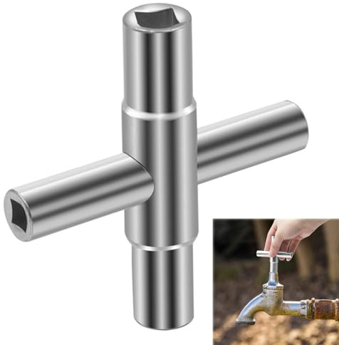 WUBAYI Llave de caja de medidor de gas de acero inoxidable 4 en 1 y llave de utilidad multifuncional, llave triangular resistente para radiadores, calefacción central y acceso a la caja de gas