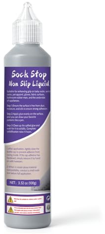 1DFAUL Sock Stop - Colla antiscivolo trasparente per calzini, impermeabile, senza lattice, a base d'acqua, inodore e lavabile, per grucce, tappeti, tappetini da bagno (grigio)