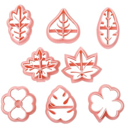 Lot de 8 moules à biscuits en forme de feuilles pour pâtisserie, argile et bonbons artisanaux