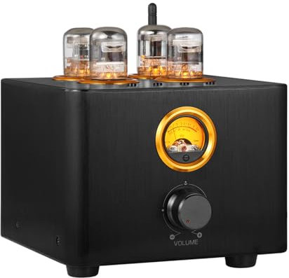 THYXGS Amplificador De Válvulas Bluetooth 5.0, Amplificador HiFi Integrado, con Medidor VU, USB Opt/Coax/PC-USB/2 Juegos De Conectores RCA Estéreo, Amplificador Digital De Audio