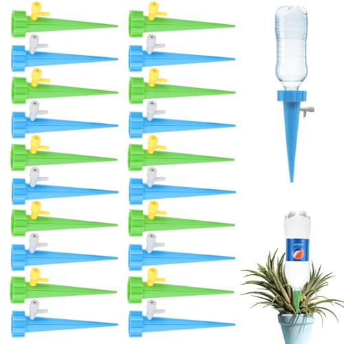 GNHG 20 Piezas Sistema de Riego Automático Kit para Jardín Bonsáis Dispositivos De Riego De Plantas Ajustables con Válvula de Control de Interruptor Sistema de Riego en Vacaciones (24 Piezas)