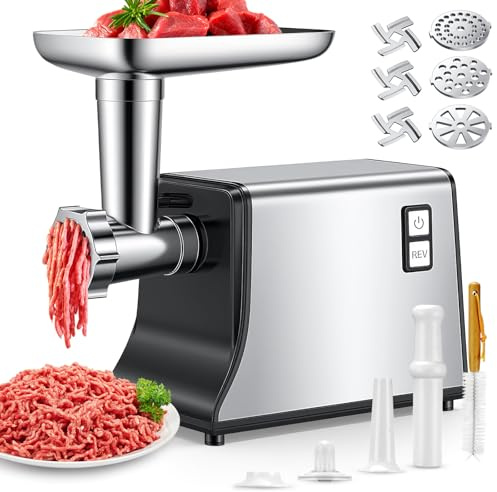 CFITANK Hachoir à Viande Électrique, 3-en-1 Hachoir a Viande Professionnel [2800W Max] avec 3 Plaques de Broyage en Acier Inoxydable, Kit Kubbe, Tube à Saucisses, 2 Vitesses, pour Usage Domestique