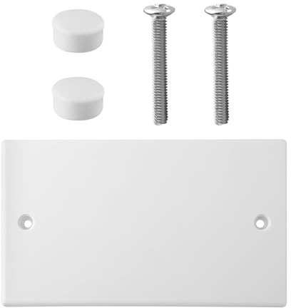 Hopzab Placa ciega para enchufe, placa de cubierta de plástico blanco para cajas eléctricas de pared, incluye tornillos, resistente al fuego, impermeable, ajuste universal, certificado UKCA (doble)
