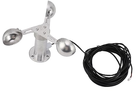 Anemómetros de aleación de aluminio, sensor de dirección de velocidad del viento de 3 tazas Sensor de anemómetro Dispositivo de medición de velocidad del viento para estaciones