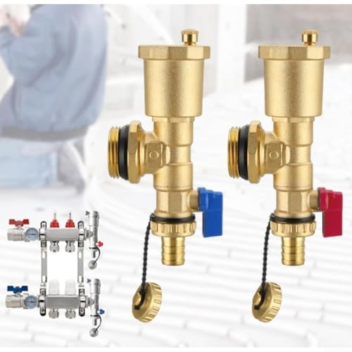 Set collettore di riscaldamento in ottone da 2,5 cm, valvola di scarico dell'aria con manometro, kit di montaggio per riscaldamento a pavimento per idraulici