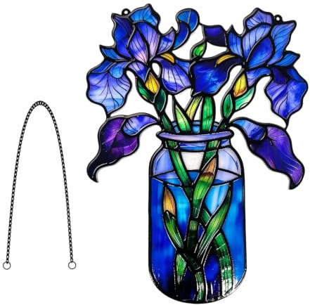 Ligynotu Acrylic Window Hanging Flower Plant Ornament Suncatcher Home Decor | Stained Glass Art Window Hanging Ornament for Living Room Bedroom
