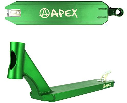 Apex Pro Stunt-Scooter Deck I 46cm-55,9cm Länge I Profi I Fortgeschritten I Trick I Tret I Freestyle I Rolle I Trittbrett I Hochwertig I Park und Street (grün, 580 (49cm))