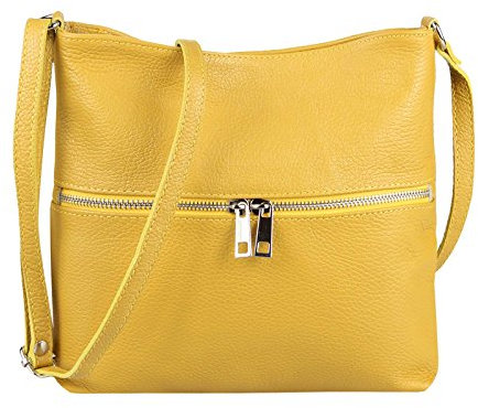 OBC Damen Leder Tasche Cross Body Schultertasche City Bag Crossover Umhängetasche Henkeltasche Clutch Ledertasche Damentasche (Gelb 28x26x2 cm)