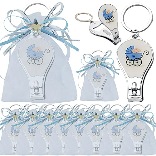 WE Stroller Image Baby Shower Keychain with Nail Clipper and Opener Party Favor with Decorated Bags 12PCS