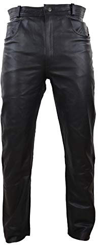 Mens Real Leather Jeans Hide Trousers Biker Racing Classic