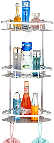 Ejoyous Mensola Doccia, 3 Ripiani, Mensola Angolo Doccia, Organizer Bagno, Mensola Doccia, Portaoggetti Doccia, Porta Shampoo, Detergente per Doccia
