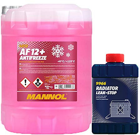 MANNOL 10 Liter, AF13++ -40°C Antifreeze Kühlerfrostschutz Fertigmischung G13 + Kühler Dichtung