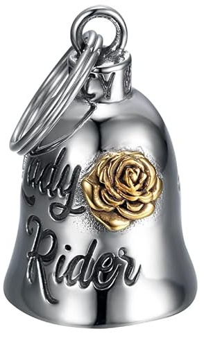 MOCY BELL - Glöckchen Motorrad Lady Rider Glücksbringer Edelstahl Silber Gold