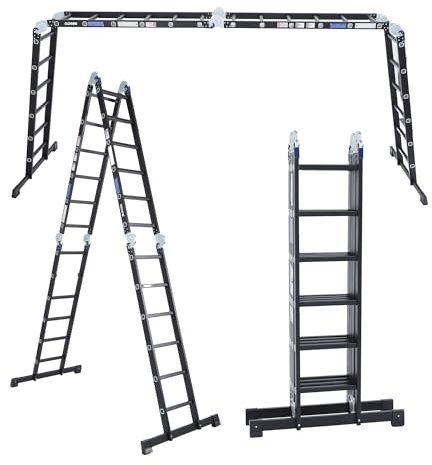 ALDORR 4x6 Profesional Klappleiter - Hochwertiges Aluminium - Vielseitig einsetzbar - Tragfähigkeit bis 150 kg - Zusammenklappbar - Sicher und Zuverlässig (EN131) - Ausziehbare Leiter