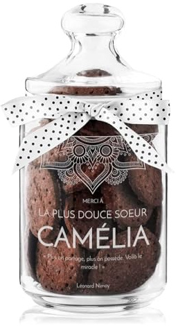 Maverton Pot à biscuits personnalisé avec couvercle, Bocal gravé à bonbons | Pour chaque femme, Pot en verre avec un joli arc, Cadeau d’anniversaire personnalisé pour maman, Symboles