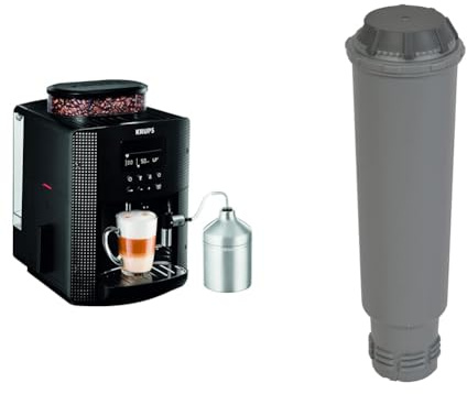 Krups EA8160 Kaffeevollautomat (1450 Watt, 1,8 Liter, 15 bar, LC Display, Cappuccinatore) schwarz & F 088 01 Wasserfilter f. alle Orchestro-Modelle Espresso-/Kaffeemaschinenzubehör