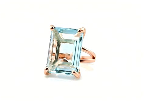 Elegant Blue Topaz Ring in 14k Rose Gold - Radiant Handmade Edelstein Ringe für Mode-Statement, Verlobung, Jahrestag, Geburtstage Geschenke - Natürliche Edelstein Rechteck Ring