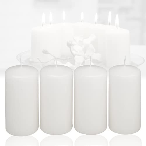 Smart-Planet 4er Set Kerzen Weihnachten Ambiente Stumpenkerzen - Weiß - 4,8cm x 6,2cm - Weihnachtskerzen Adventskranz - Advent Kerze Weihnachtsdekoration