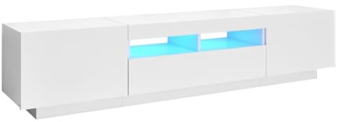 vidaXL TV-Schrank mit LED-Leuchten Weiß 180x35x40 cm