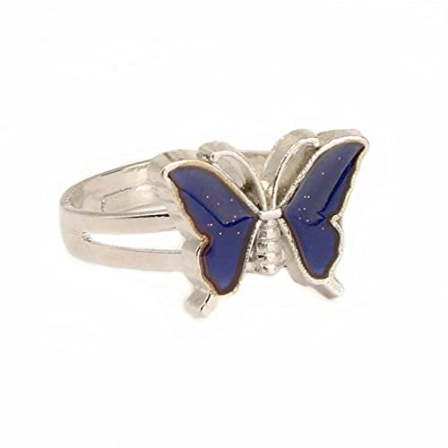 DarryDooly Vintage Schmetterling Glitzer Pulver Einstellbare Größe Stimmung Ring Einzigartige Temperatur Kontrolle Farbe Tier Ringe Mode Weibliche Schmuck