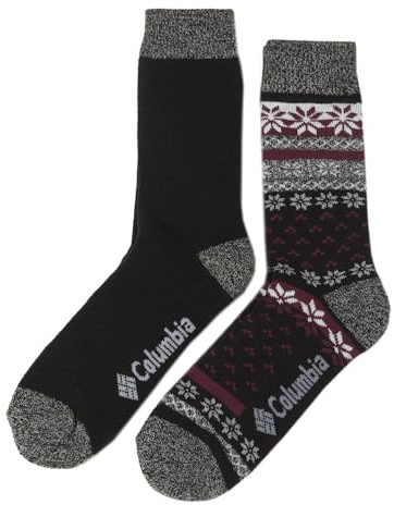 Men's Columbia Medium-Weight Fleece-Lined Thermal Crew Socks (BLACK FAIRISLE)