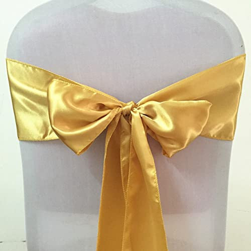 50 Stück 100 Stück Altrosa Satin Hochzeit Stuhl Schleife Schärpen Bankett Stuhl Band Krawatten Hotel Party Event Dekoration-Gold,100 Stück