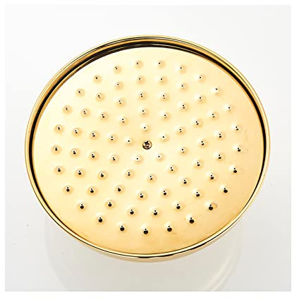 Ksunun Pommeau de Douche Pluie de 20 cm Pomme de Douche en Laiton Ronde Tête de Douche Pluie Haute Pression Douche de Tête Economie d'eau avec Buse Anti-calcaire,d'or