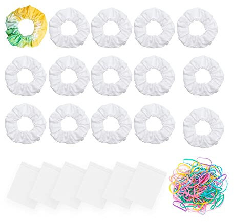 JKDHJK 15 Stück Weiß Haargummis Scrunchies für Batik - DIY Elastisch Scrunchies für Mädchen und Damen Haarschmuck für Pferdeschwanz Halter