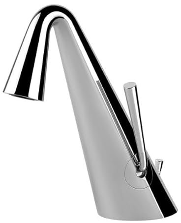Miscelatore monocomando per lavabo Gessi Cono, con scarico 1 1/4, sporgenza 122 mm, 45002, Colorazione: Ottica Finox