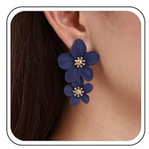 Cimenexe Pendientes De Flores De Resina De Bohemia Pendientes De Flores De Esmalte Azul Pendientes Colgantes Flor Exagerada Pétalos De Flores Pendientes De La Joyería Para Las Mujeres Y Las (azul)