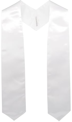 GraduationMall Unisex Adult Plain Graduation Stole 72 White