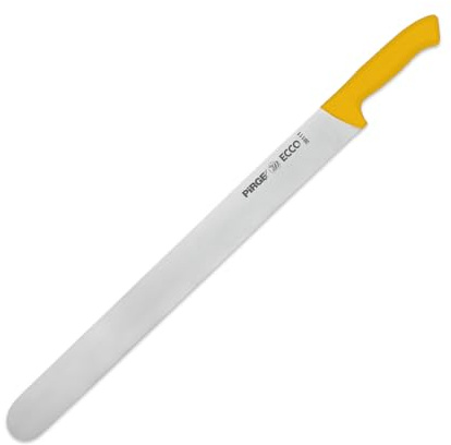 Pirge Professional 50cm Kebab & Doner Slicing Knife - Ultra-Sharp Long Meat Cutter - Yellow Ergonomic Handle - Stainless Steel