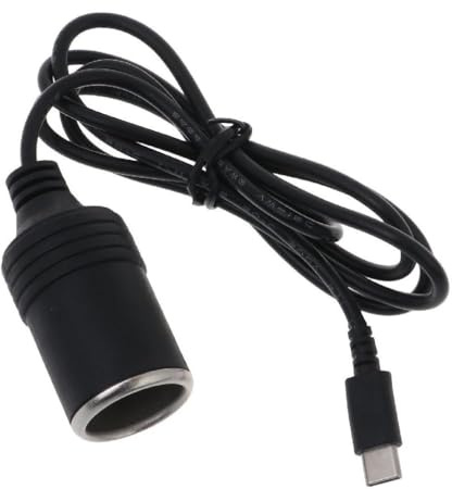 Ranuw Cable convertidor USB C macho a 12 V para encendedor de cigarrillos hembra de fácil conexión para vehículo, adaptador de encendedor de cigarrillos de 3 metros