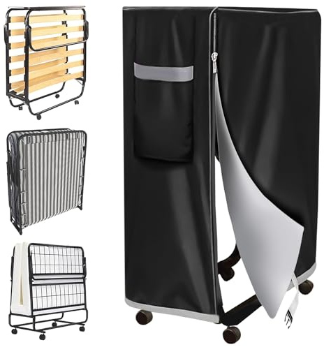 Nizirioo Schwarz Wasserdicht Staubdicht Klappbettdecke: Aufbewahrungstasche für Gästebetten, Multifunktionale Bett Schutzabdeckung, Multifunktionale Abdeckung(114 x 99 x 38cm)