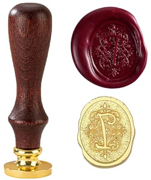 TBXqian Initial I Wachs-Siegel-Stempel, Vintage Letter Seal Wachs-Siegel-Stempel mit abnehmbarem Messingkopf und Holzgriff für Party Einladungen/Geschenkpapier/Umschläge/Weihnachten Thanksgiving