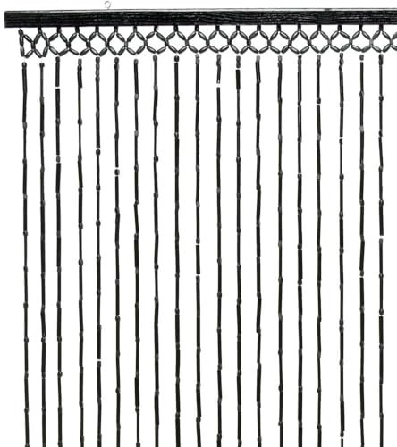 zeitzone Türvorhang Bambus Schwarz Boho 90x180cm Insektenschutz Deko Fliegenvorhang