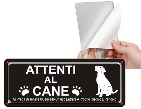 Acuxiaza Attenti Al Cane Cartello 25x10 cm Cartello Attenti Al Cane Leggero ma Robusto, Resistente Agli Agenti Atmosferici, Durevole, Protetto dai Raggi UV, Facile da Installare, Riflettente