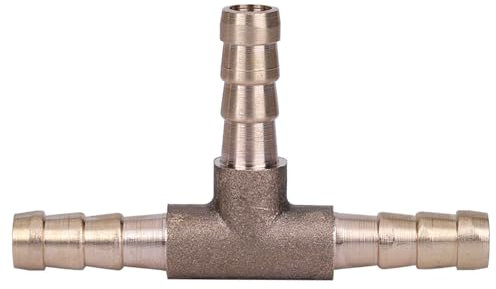 BORDSTRACT 3-Wege-Schlauchverbinder, Messing-T-Stück, 3-Wege-Kraftstoffschlauchverbinder, 6 mm für Luft, Wasser, Gas, Öl (6mm)