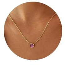 TINGN Geburtsstein Kette Damen 18K Gold Vergoldete Geburtsstein Anhänger Halskette 12 Monate Geburtsstein Halskette Geburtstagsgeschenke für Frauen Mädchen Weihnachten Hochzeitstag Schmuck