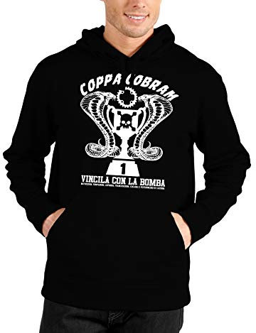 bubbleshirt Felpa Uomo Divertente con Cappuccio Cult 80 90 - Coppa Cobram - Idea Regalo Compleanno Taglia XL