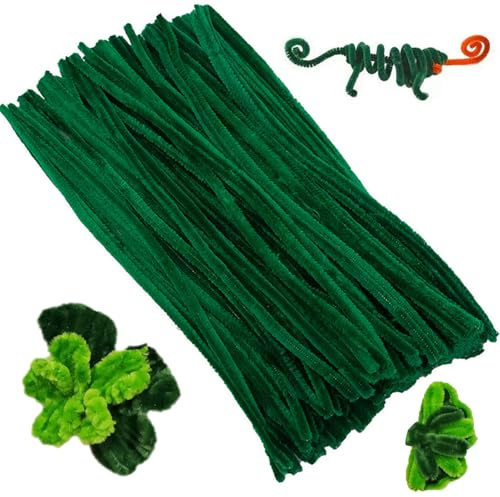 100 Pezzi Scovolini Colorati per Lavoretti, Pipe Cleaner, Filo di Ciniglia, Barra Twist Verde scuro per Lavoretti Decorativi, Fai Da Te Creativo30 cm x 6 mm