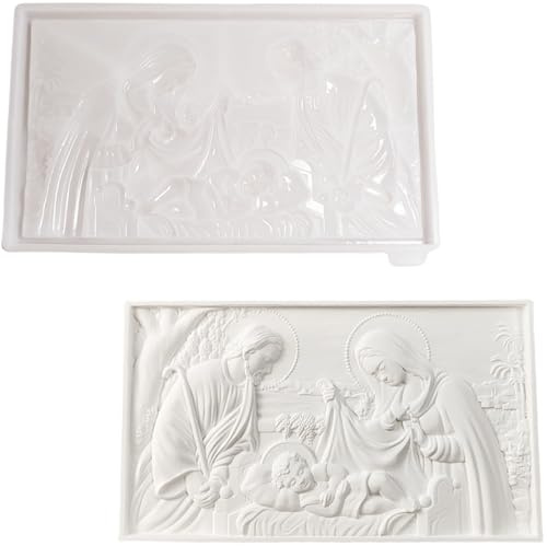 ALEFBET Silikonformen Gießformen, Silikonform Jesu Kindheit Erleichterung, Silikon Gießform, Gipsformen zum Gießen, Epoxidharz Formen zur Herstellung von Erleichterung Dekorationen