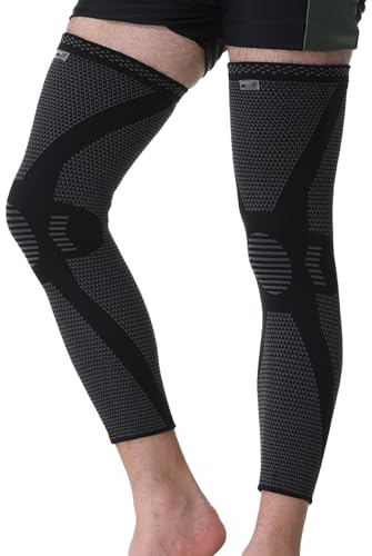 NEOtech Care - Manga de compresión para rodilla y pierna - Tejido de punto de fibra de bambú - Material elástico y transpirable (Negro, Talla L, 2 Unidades)