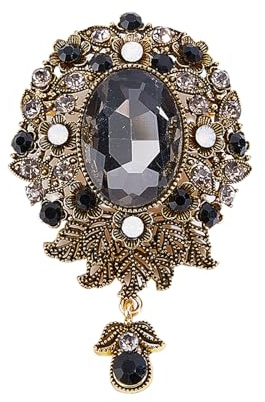 NICENEEDED Spilla Vintage A Goccia con Diamanti, Spille con Distintivo A Forma di Fiore di Cristallo, Eleganti Spille da Collo, Fermaglio per Sciarpa, Boutonniere, Corsage
