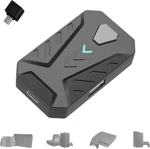 Megadream Adaptador de teclado y ratón para Nintendo Switch/Xbox/PS3/PS4, con cable y 2,4 G inalámbrico para ratón y teclado, compatible con mapeo de teclas (ZT74)