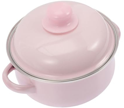 OSOLADY Enamel Soup Pot Thickened Vintage Style Dual Handles for Cooking Stews and Soups for Kitchen Use Lid