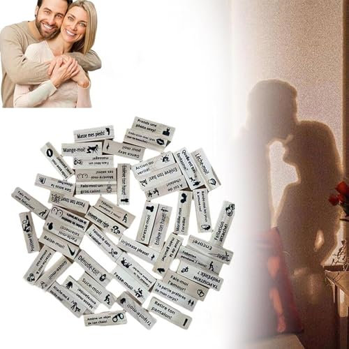 PZCC Jeu de Tour de Blocs Coquins 48 pièces, Français, Blocs Empilables de Tour pour Couples, Jeu D'empilage de Plateau en Bois pour Rendez-Vous Nocturne (FR)